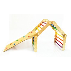 Woodwork for Kids 9 in 1 wandelbares Kletterdreieck mit Rutsch- und Kletterbrett nach Pikler Art Трансформируемый треугольник для скалолазания 9 в 1 с горкой и доской для скалолазания в стиле Пиклер