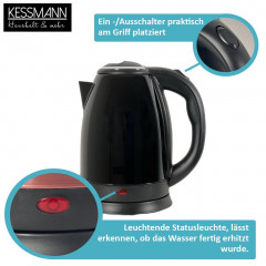 KESSMANN LENTZ KESSMANN LENTZ Wasserkocher Edelstahl 1,8 L mit Abschaltautomatik elektrischer Kettle 2 Teeglaser, 1.8 l, 1800,00 W, Wasseraufbereiter Schnelles aufheizen Wasser heizen kochen Aufwarmen  Чайник KESSMANN LENTZ нержавеющая сталь 1,8 л с автом