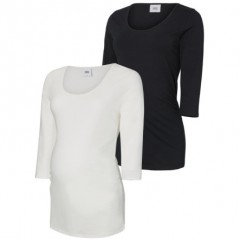 mama licious Umstandsshirt MLLEA 2er-Pack Black/White