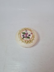 Шкатулка круглая винтажная Swanage Purbeck Ceramics, керамика с ярким цветочным рисунком, ручная работа, 11 x 4,5 см, Англия, 1960-70гг.