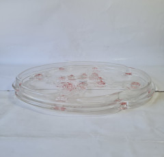 Тарелка винтажная для сервировки Walther Glas с декором в виде роз, заводская упаковка, хрусталь, 33,5 x 2 см, Германия, 1960-70гг.