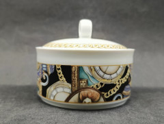 Сахарница винтажная Eschenbach / Коллекция Living Colours, с ярким декором, фарфор, 9.5 х 8 см, Германия, 1970-80гг.