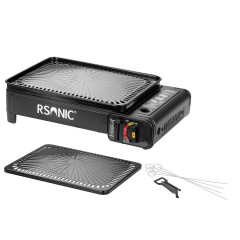 Mianova Mianova Gaskocher Campingkocher Tischgrill Gas Grill im Koffer, 4 Spiesse + Rost Platte Grillplatte Outdoor BBQ Barbecue Tisch Camping Herd Kocher Notfall Campingherd Notfallkocher  Газовая плита Mianova, походная плита, стол-гриль, газовый гриль 