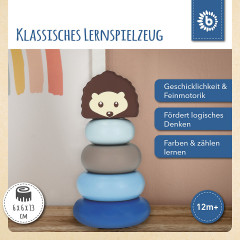 bieco Baby Stapelturm Holz Bausteine Igel 13 cm Motorik Steckspiel ab 1 Steckpyramide Stapelspielzeug Детская сборная башня