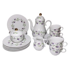 Сервиз чайный винтажный Schirnding Bavaria на 4 персоны, с нежным цветочным декором, 19 предметов, фарфор, Германия, 1960 год.