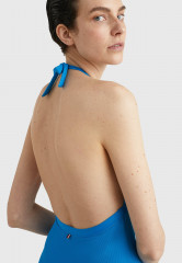 Tommy Hilfiger HALTER ONE PIECE Swimsuit shocking blue КОМБИНЕЗОН HALTER Купальник шокирующий синий