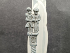 Ложка винтажная Jan Steen Pewter, сувенирная, с объемным декором, фигурками на ручке, олово, 17.5 см, Голландия, 1950-60гг.