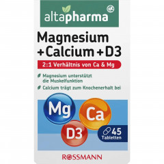 altapharma Magnesium + Calcium + D3 Tabletten Таблетки магний + кальций + D3 для поддержания мышц, 45 таблеток