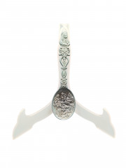 Ложка винтажная Jan Steen Pewter, сувенирная, с объемным декором, фигурками на ручке, олово, 17.5 см, Голландия, 1950-60гг.