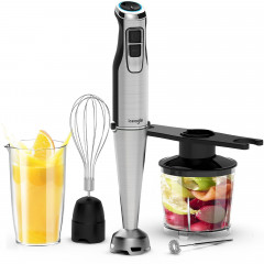 Sintech Sintech Stabmixer Purierstab, Stabmixer Elektrischer, 1000W Purierstab Edelstahl, 4 in 1, mit 4 Aufsatzen aus Edelstahl sowie 1 Mixbechern, 6 Stufen Ручной блендер Sintech, электрический ручной блендер, стержень для очистки 1000 Вт, нержавеющая с