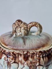 Сахарница винтажная Im Stil S&amp;G Scheurich с крышкой, с цветочным декором, керамика, 11 x 15 см, Германия, 1960-1970гг.