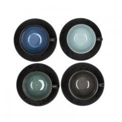 Bitz Bitz Gastro black / dark Tasse 0,22 L mit Untertasse 10 cm Set 4-tlg. Чашка Bitz Gastro черная/темная 0,22 л с блюдцем 10 см, набор из 4 шт.