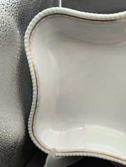 Тарелки сервировочные винтажные Fraureuth, 2 шт., квадратной формы, фарфор, 22 х 22 см, 20 х 20 см, Германия, 1970-80гг.