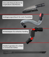 Genius Genius Akku-Hand-und Stielstaubsauger Invictus X9 Facelift Deluxe 26-tlg., Nass-  Trockenreiniger, 450,00 W, beutellos HEPA Filter, Akkusauger bis zu 55 Min Laufzeit Ladestation Burste Set  Genius беспроводной ручной пылесос Invictus