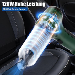 7Magic 7Magic Akku-Handstaubsauger 9000PA akkustaubsauger mit wiederaufladbarer 4000mAh Batterie, 120 W, beutellos, Starke Motor mit Waschbarer Filter fur Zuhause Tierhaare Auto Grun Беспроводной ручной пылесос 7Magic Беспроводной пылесос 9000PA с перезар