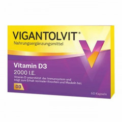 Vigantolvit 3stk x 60kap Вигантолвит Германия Витамин D3 2000 I.E., 3 упаковки x 60 капсул (180 капсул)
