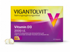 Vigantolvit 3stk x 60kap Вигантолвит Германия Витамин D3 2000 I.E., 3 упаковки x 60 капсул (180 капсул)