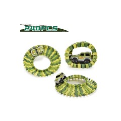 Debuy Elektrisches Dinosaurierbahnauto Spielzeug DIY-Achterbahntunnel Электрический поезд с динозаврами