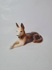 Статуэтка винтажная Dekofugur &quot;Овчарка&quot; среднего размера, фарфор, 12 х 21 см, Германия, 1960-70гг.