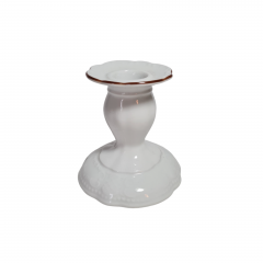 Подсвечник винтажный Seltmann Weiden, белый с золотой каймой, фарфор, 10 x 9 см, Германия, 1960-70гг.