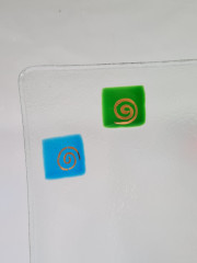 Тарелка винтажная Silvestri Art Glas Im Stil, с ярким геометрическим декором, стекло, 27 x 27 x 5 см, Германия, 1960-70гг.