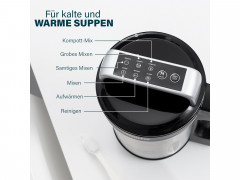 PRINCESS PRINCESS Multikocher, 1000 W, Digitaler Suppenkocher Standmixer Smoothiemaker Thermokocher Edelstahl  Мультиварка PRINCESS, 1000 Вт, цифровая суповарка, миксер, смузи, термоварка, нержавеющая сталь