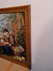 Картина винтажная Royal Paris "Девушки с фруктами", большой формат, гобелен в раме, 66 х 80 см, Германия, 1980-90гг.