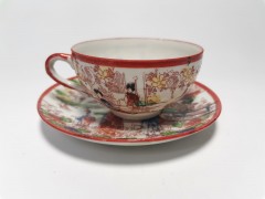 Japan porcelain, Винтажная Чайная пара &quot;Гейши&quot;, ручная роспись, японский фарфор, 1950г.