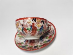 Japan porcelain, Винтажная Чайная пара &quot;Гейши&quot;, ручная роспись, японский фарфор, 1950г.